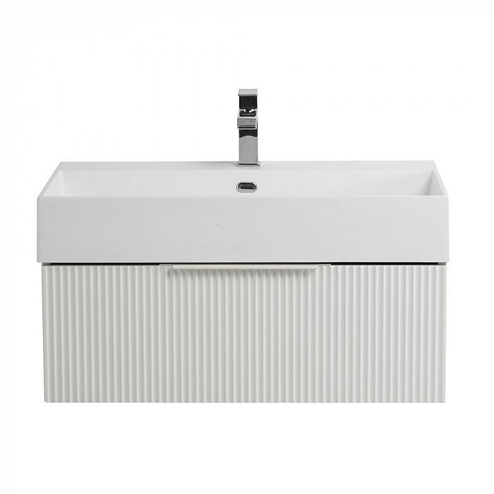 PREMIUM Тумба подвесная под раковину с выдвижным ящиком, 55416 Plisse Bianco opaco, 70x44x25