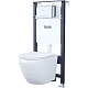 Комплект инсталляция с унитазом IDDIS Profix BASB010i73 с кнопкой смыва, хром + унитаз подвесной IDDIS Blanco безободковый, с сиденьем микролифт, белый