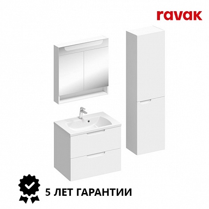 SET CLASSIC II 800 БЕЛЫЙ (Зеркало + Раковина + Тумба + Шкаф, левый)