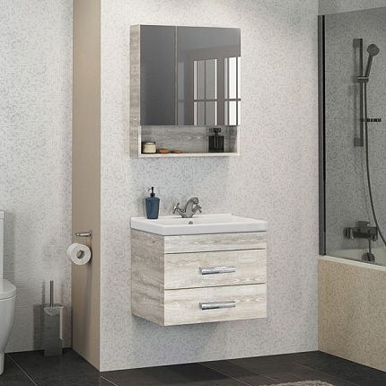 Тумба-умывальник Comforty Никосия 60П дуб белый с раковиной Fest 60 F01